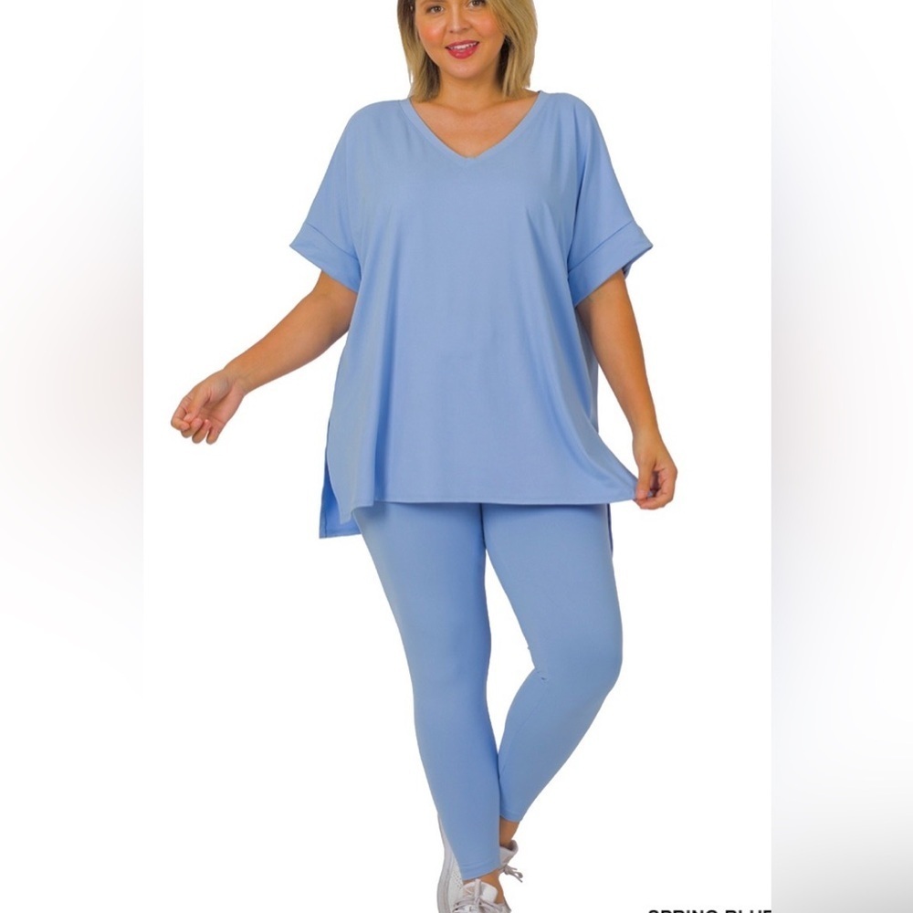 NEW!Plus Size 1X Zenana Outfitters Women's Cornflower Blue Loungewear Set